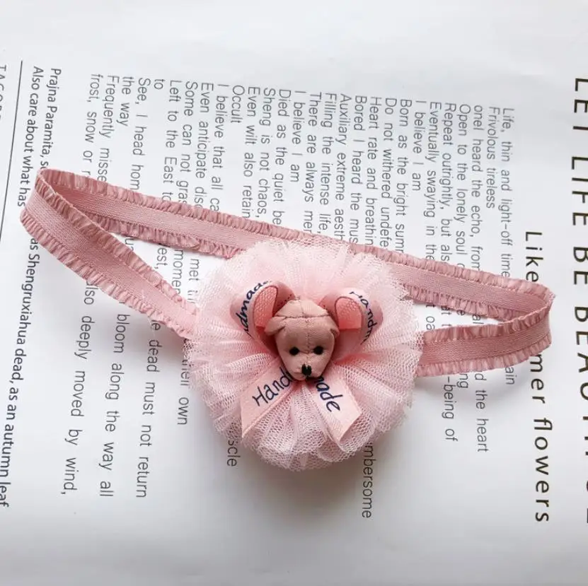 2019 Mici Nou-născuți Sifon benzi Fete Frumoase urs roz articole pentru acoperirea capului strech benzile de păr pentru copii accesorii de par frizură FD32