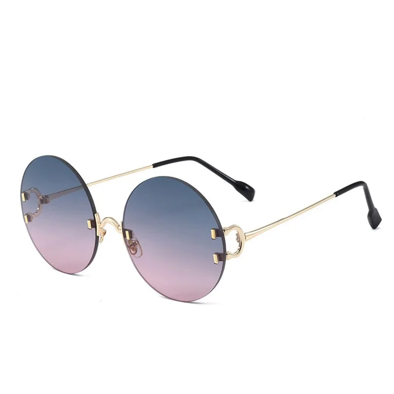 2020 Gradient de Runda ochelari de Soare pentru Femei Verde cu Nuanțe de Roz pentru Doamna Brand de Lux fără ramă Ochelari de Soare Pentru Femei Nit Lentile UV400
