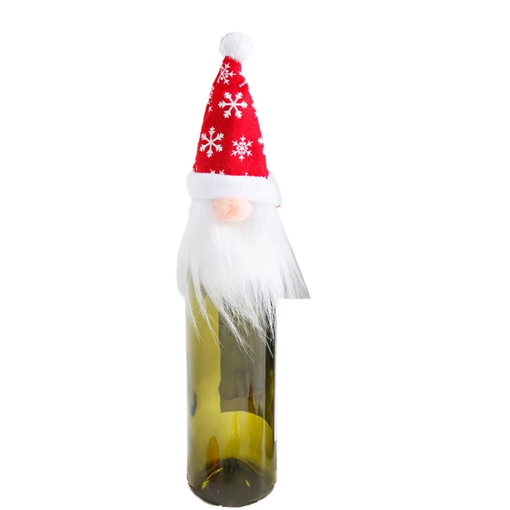 ANUL NOU, Crăciun Vin Roșu Capac de Sticla Set Pânză groasă de sac fără Chip în Vârstă de Pădure Oameni Decoratiuni de luat Masa, Masă Casă de Vacanță Produse