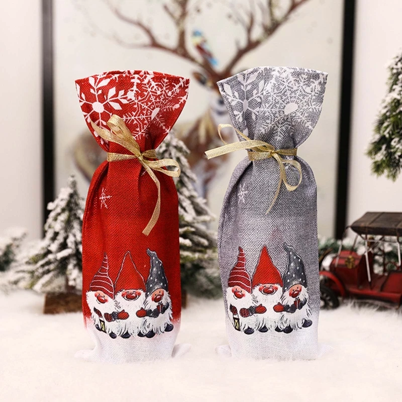 Crăciun Suedeză Gnome Sticlă De Vin Roșu Acoperi Pungile De Decor De Crăciun Petrecere Acasă Masa Decor De Masă