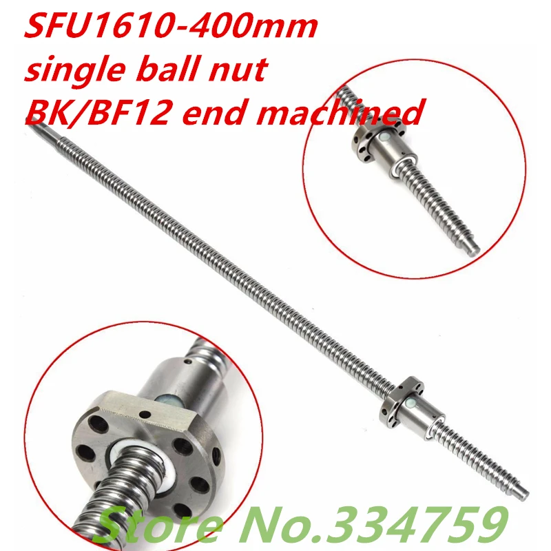 SFU1610 400 mm Șurub cu Bile Set : 1 buc șurub cu bile RM1610 400mm+1 buc SFU1610 piuliță cu bile parte cnc standard end prelucrate pentru BK/BF12