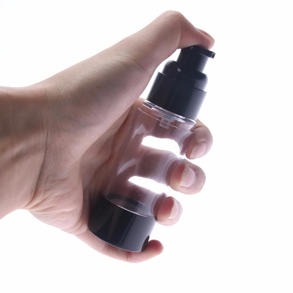 1 buc Clar Portabil Airless Sticla cu Capac Negru Tratament cosmetic Pompa de Lichid Șampon Machiaj Recipient de unică folosință, Sticle 15/30/50