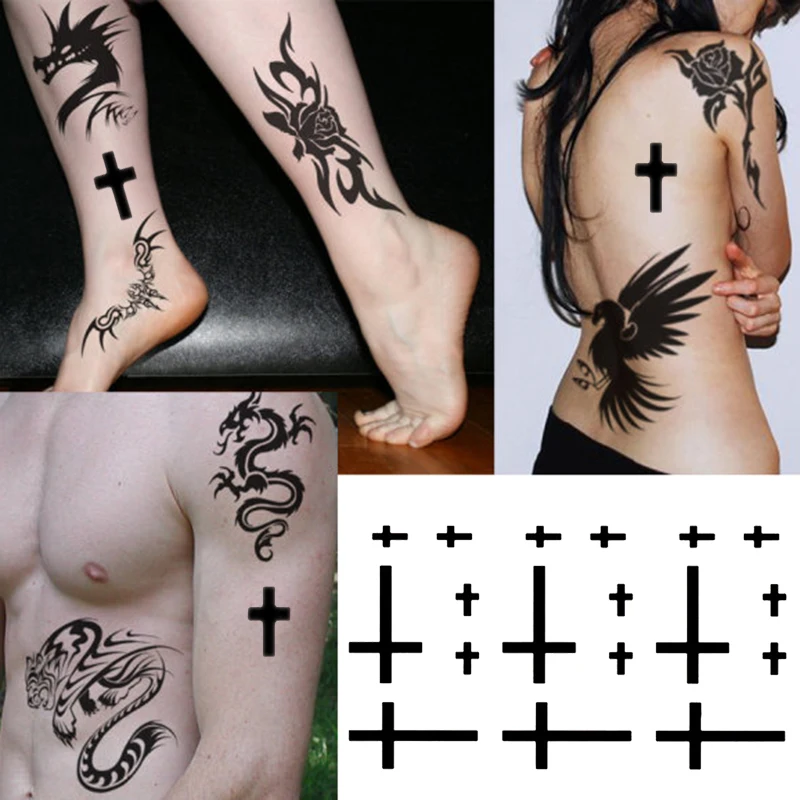 1 Foaie De Cruce Tatuaj Temporar Cruce Autocolante Tatuaj Body Art Impermeabil Tatuaj Unisex Impermeabile Tatuaje Temporare Autocolant