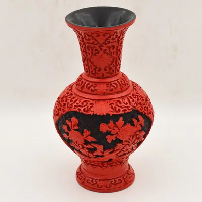 10 inch / Rafinat Clasică Chineză Tradițională Tehnologie Roșu Lacquerware Flori Bird Modele de bun augur Vaza Nr 7