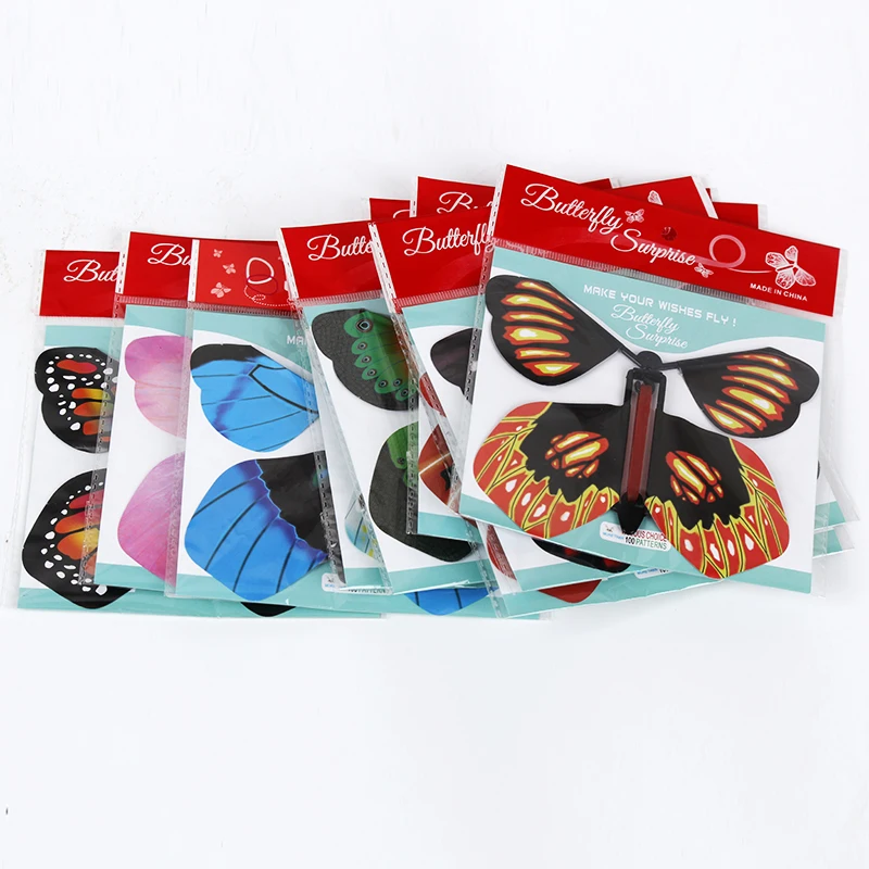 10 PC Petrecere Truc de Magie Jucărie Zână care Zboară în Cartea Fluture Banda de Cauciuc Alimentat de Vânt de Până Fluture Jucărie Cadou Surpriza Pentru Copii
