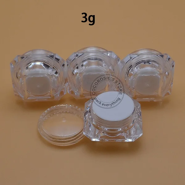 (100 buc/lot) 3g borcan forma de diamant borcan Acrilic lucios cosmetice containere goale crema borcan elegant borcane Cosmetice