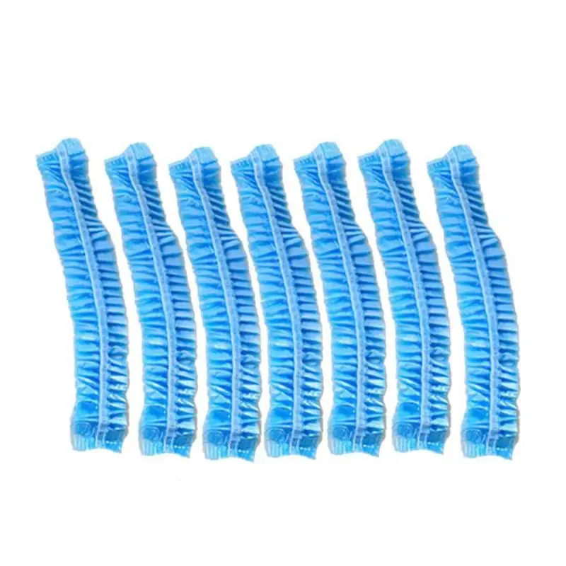100buc Clar de Plastic de Unică folosință Duș Baie Capace pentru spa Salon de coafură Pentru Hotel/Utilizare Acasă (Albastru)