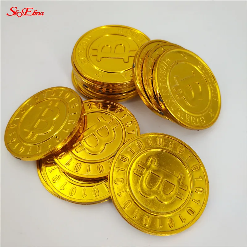 100buc Plastic placat cu Aur Pirat Bitcoin Monede de Aur Activități de Jucării pentru Copii sub forma jetoanelor de Jocuri Petrecere de Vacanță Consumabile 6zHH263