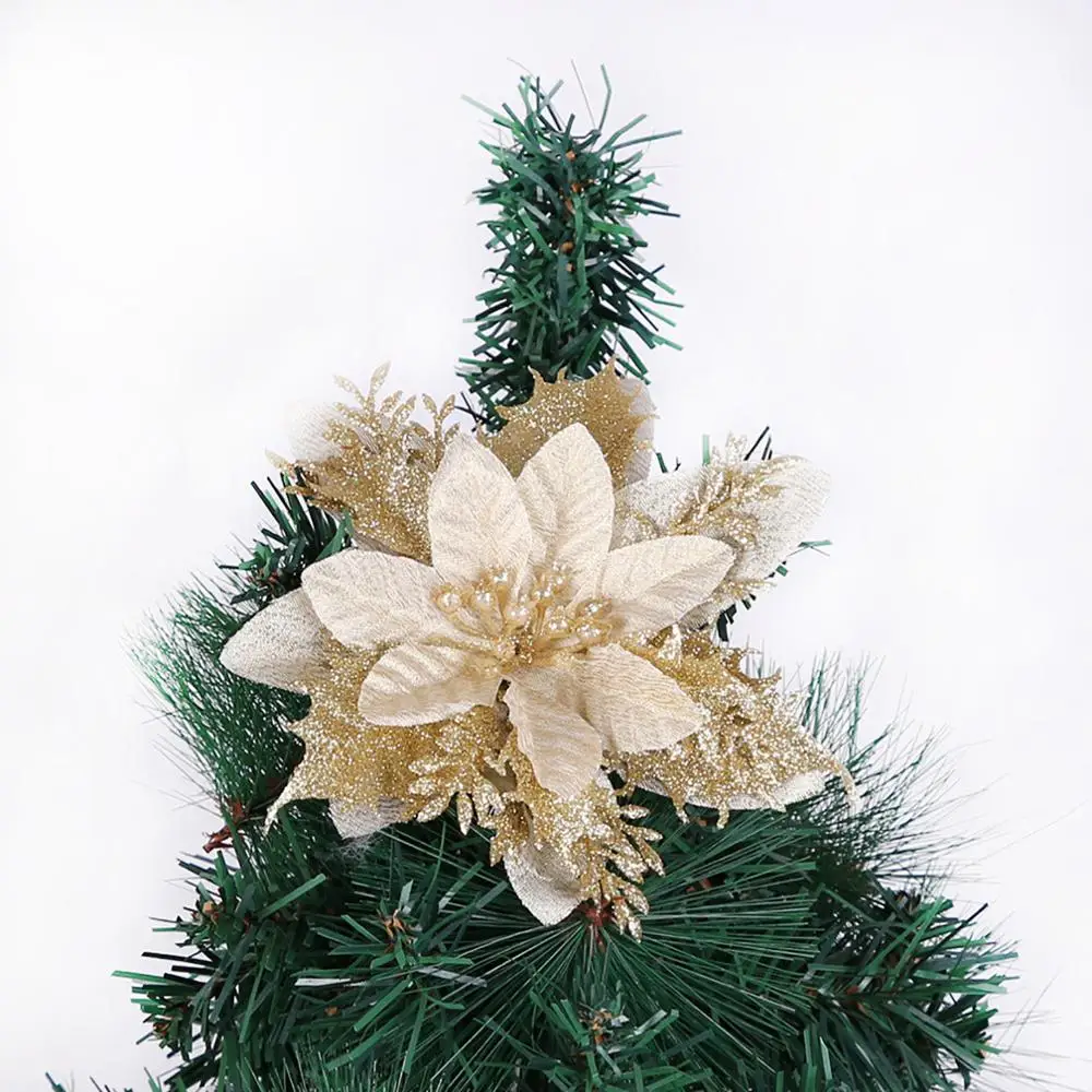 10BUC ornament de Crăciun sclipici gol coroană de frunze de viță de vie cerc decor