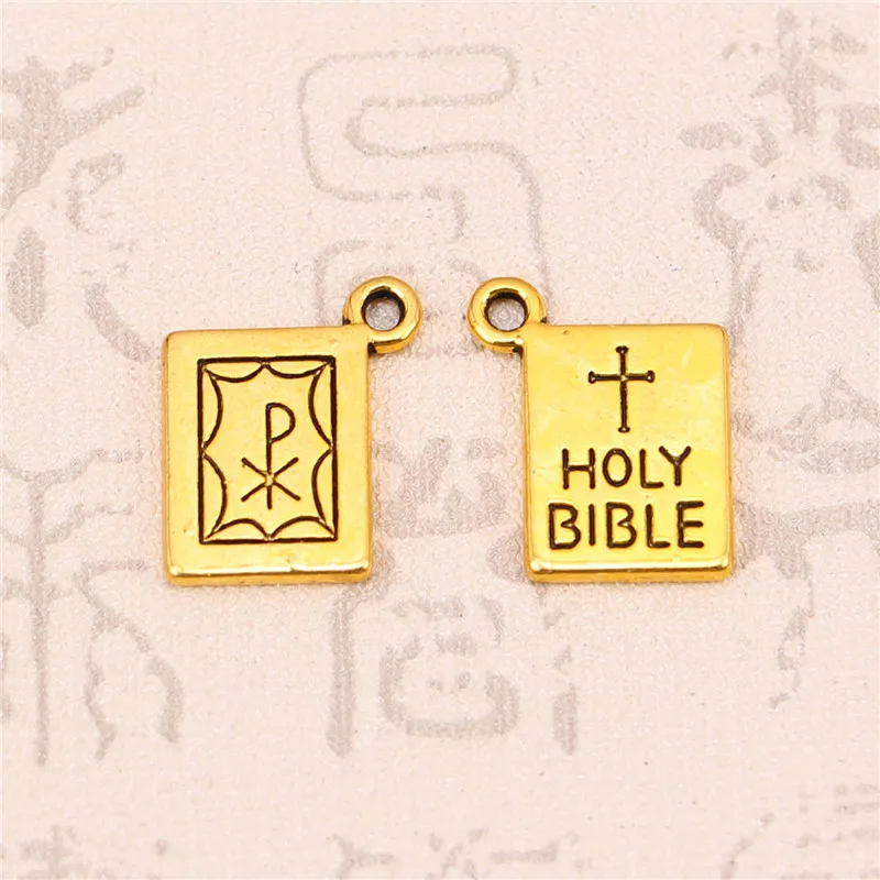 15 buc Aur Antic carte biblia Farmece Pandantiv Pentru Bijuterii DIY Face