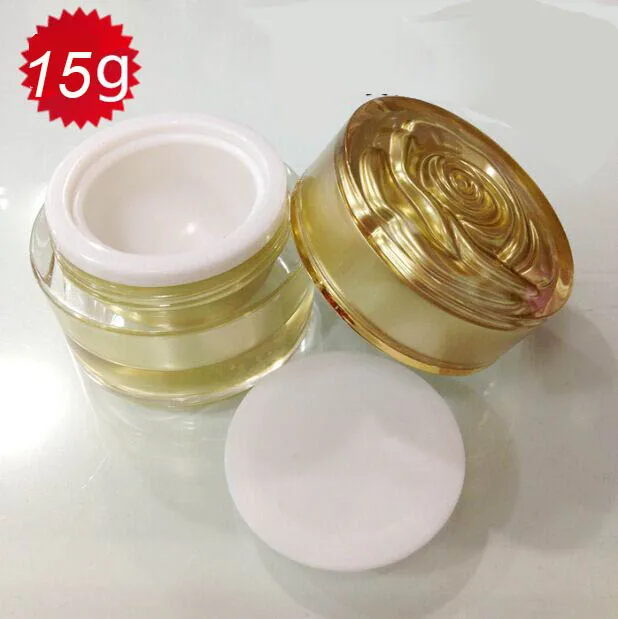15G de Aur crema de sticlă container cosmetice crema borcan cu flori capac Borcan Cosmetice,Cosmetice de Ambalare container cosmetice