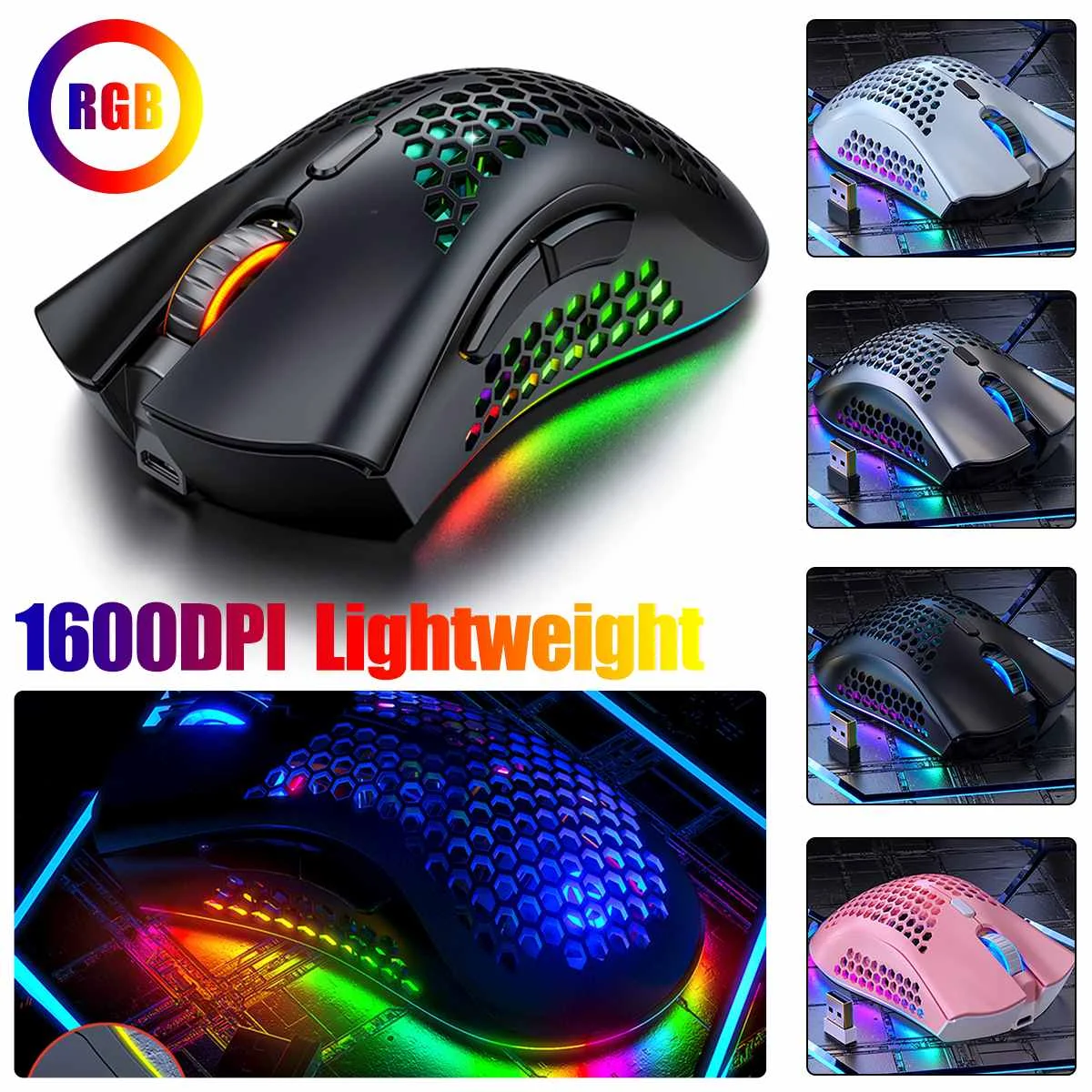 1600DPI 3 Viteze Reglabile Mouse de Gaming 7 Chei Tubulare Design Mouse Wireless RGB Efect de Lumina Pentru Laptop PC
