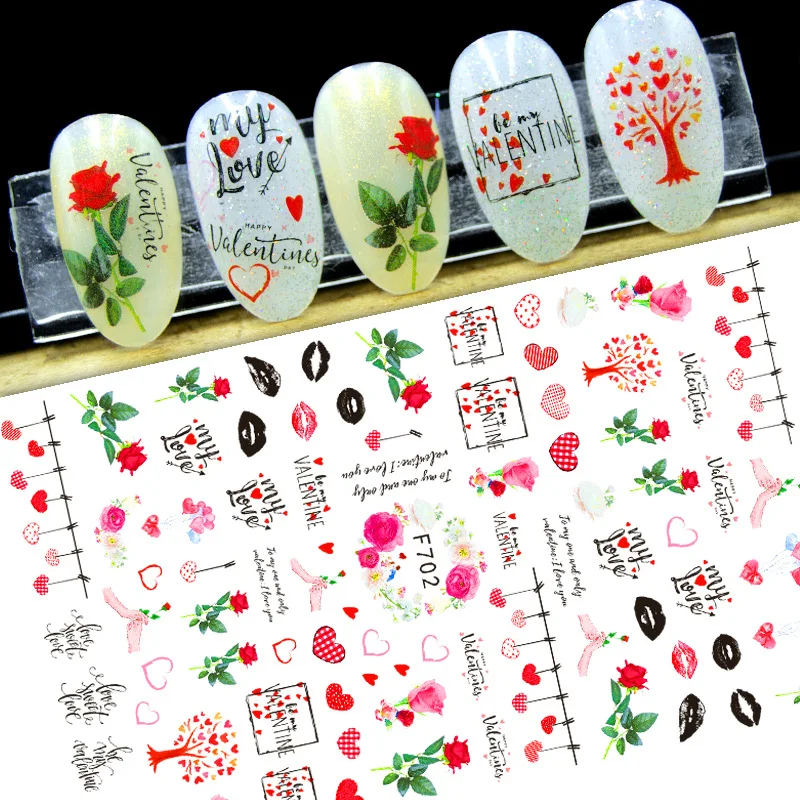 1buc Îndrăgostiților Scrisoare de Dragoste 3D Autocolant Flori Glisante pentru Unghii Manichiura Inscripții de Decorare Arta de Unghii Sfaturi pentru Unghii DIY