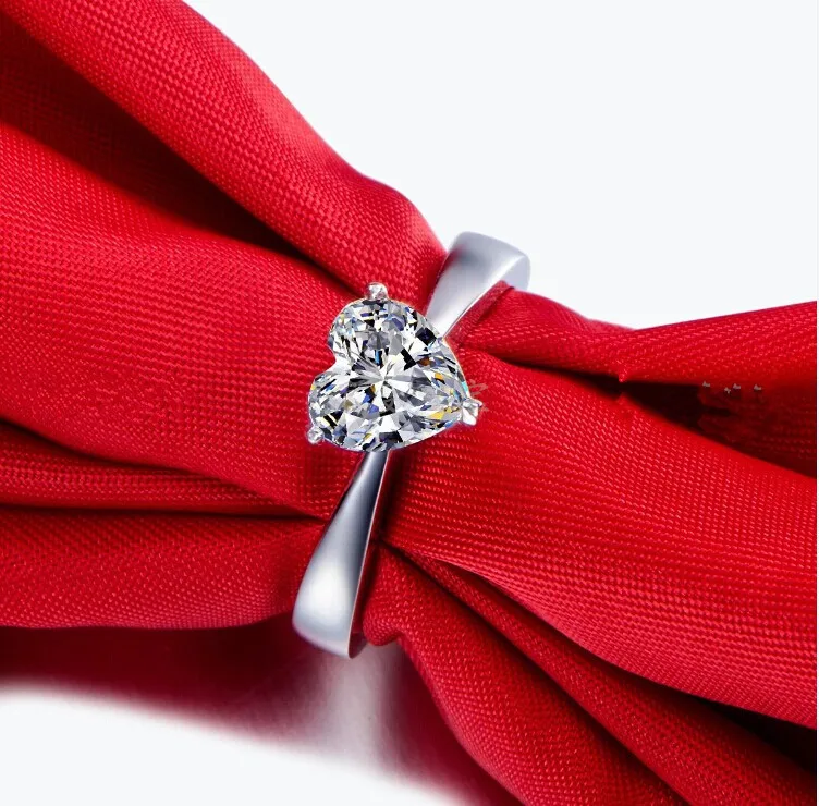 1CT Dragoste Inel de Logodna din Argint Gaj pentru Totdeauna Căsătorie Inima NSCD Inel cu Diamant Solitaire Soția Bijuterii