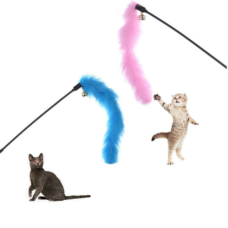 2 buc/Lot de animale de Companie Jucărie Interactiv Pene de Curcan Face Pisica-teasing Instrument cu Stick Amuzant Pisica Stick Creative Jucărie Pisica(Culoare Aleatorii)