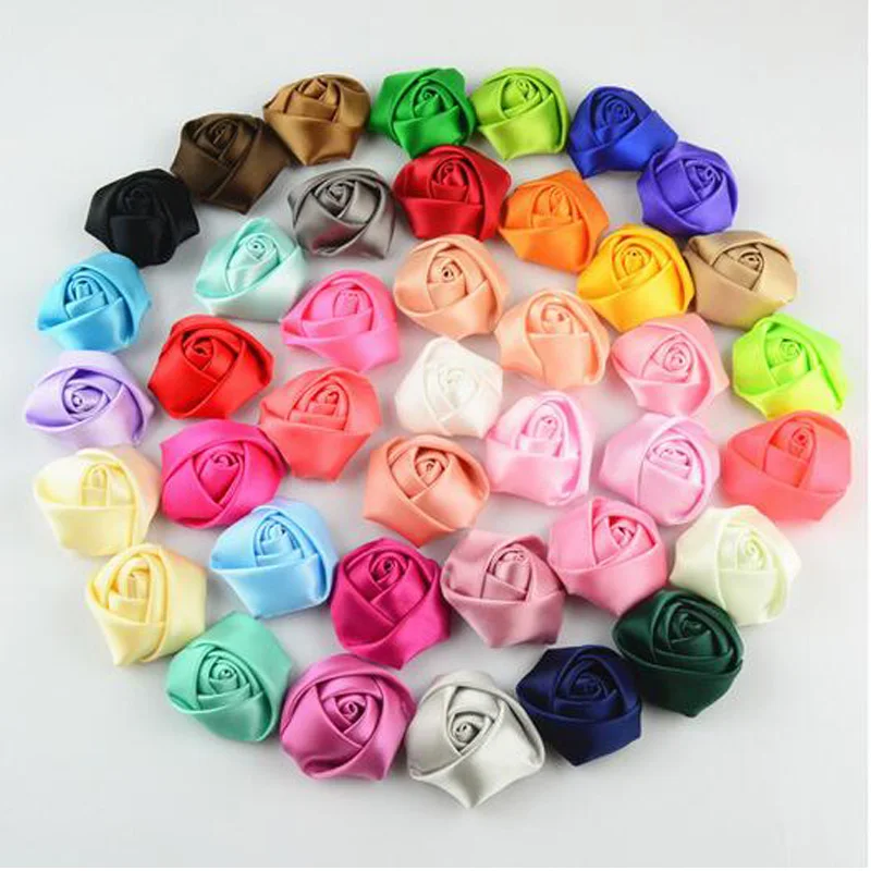 200Pcs/Lot 3,5 cm Mov cu Flori Handmade din Satin Rose Flori Panglică DIY Pentru a Face Nunta Buchet de Flori AccessoriesViolet
