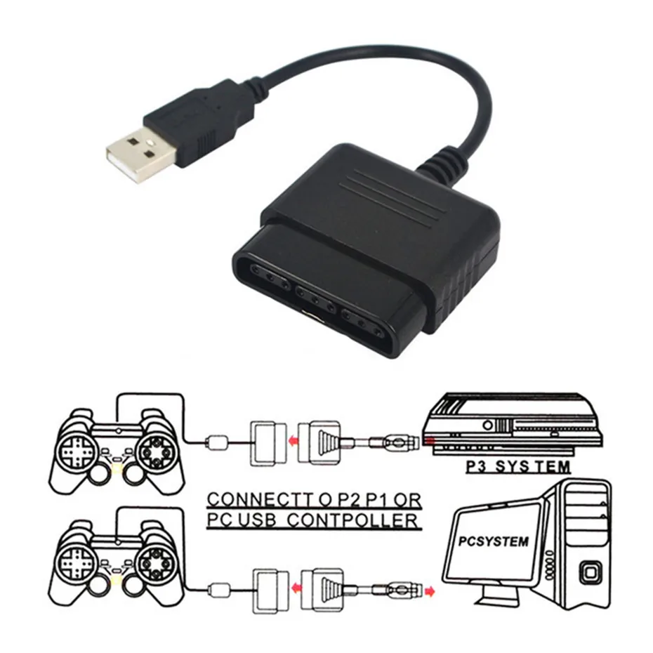200pcs o mulțime de calitate Superioară Adaptor USB Cablu Convertor Pentru Gaming Controller Pentru PS2 la PS3 Pentru PC, Joc Video, Accesorii