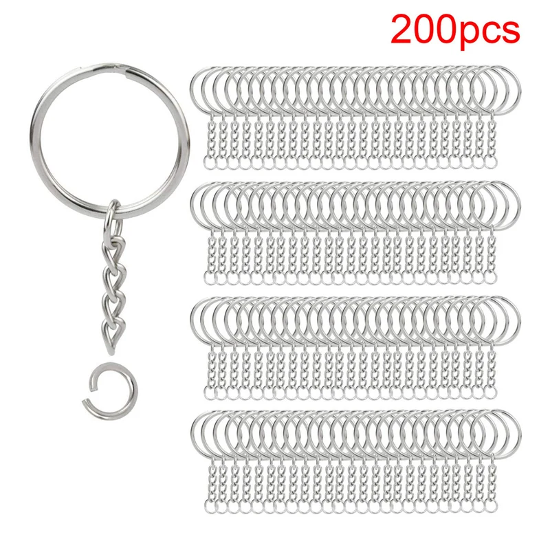 200Pcs Split-Cheie de Lanț de Inele cu Lanț de Argint Inel Cheie și Deschide Sari Inele Vrac pentru Meserii DIY (1 Inch/25mm)