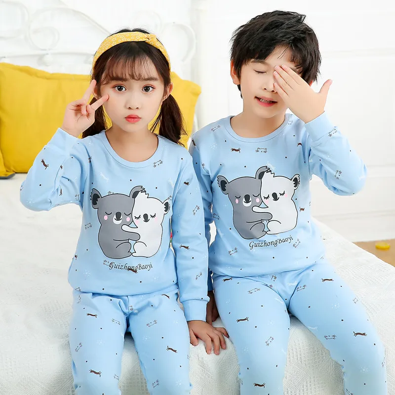 2020 copii pentru Copii Seturi de Pijamale de Bumbac cu Mâneci Lungi Sleepwear tricou+Pantaloni 2 buc Fete de Îmbrăcăminte de Toamnă Pijamale Costum de Pijama Pijama