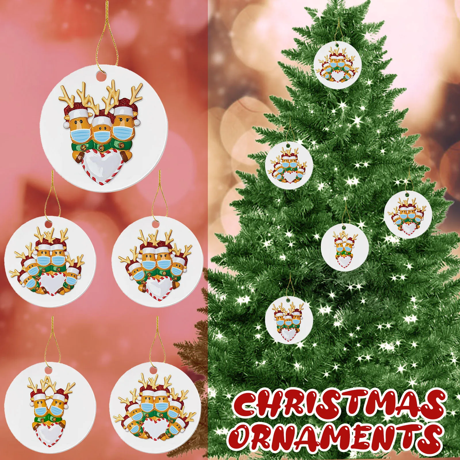 2020 Familie de Craciun Ornament Decoratiuni Mascat spălate de Mână-Pomul de Crăciun Agățat Personalizate Supraviețuitor