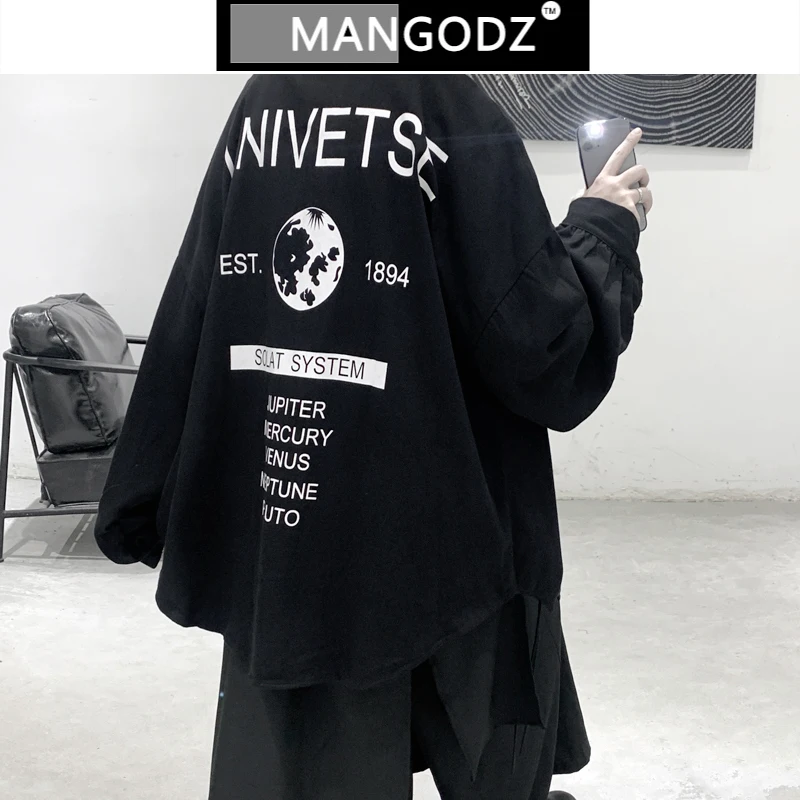 2021 Primăvară Maneca Lunga Camasi pentru Barbati Scrisoare de Imprimare Casual Barbati Haine Largi Tricou Vintage Harajuku Hip Hop Streetwear M-2xl