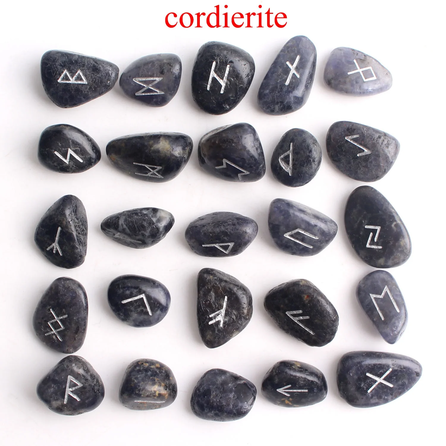25Pcs Naturale Cordierite Cristal Rune Negru cu formă neregulată Rune Piatra Divinație Avere-a spune Vindecare Cadou Decor de Colectare
