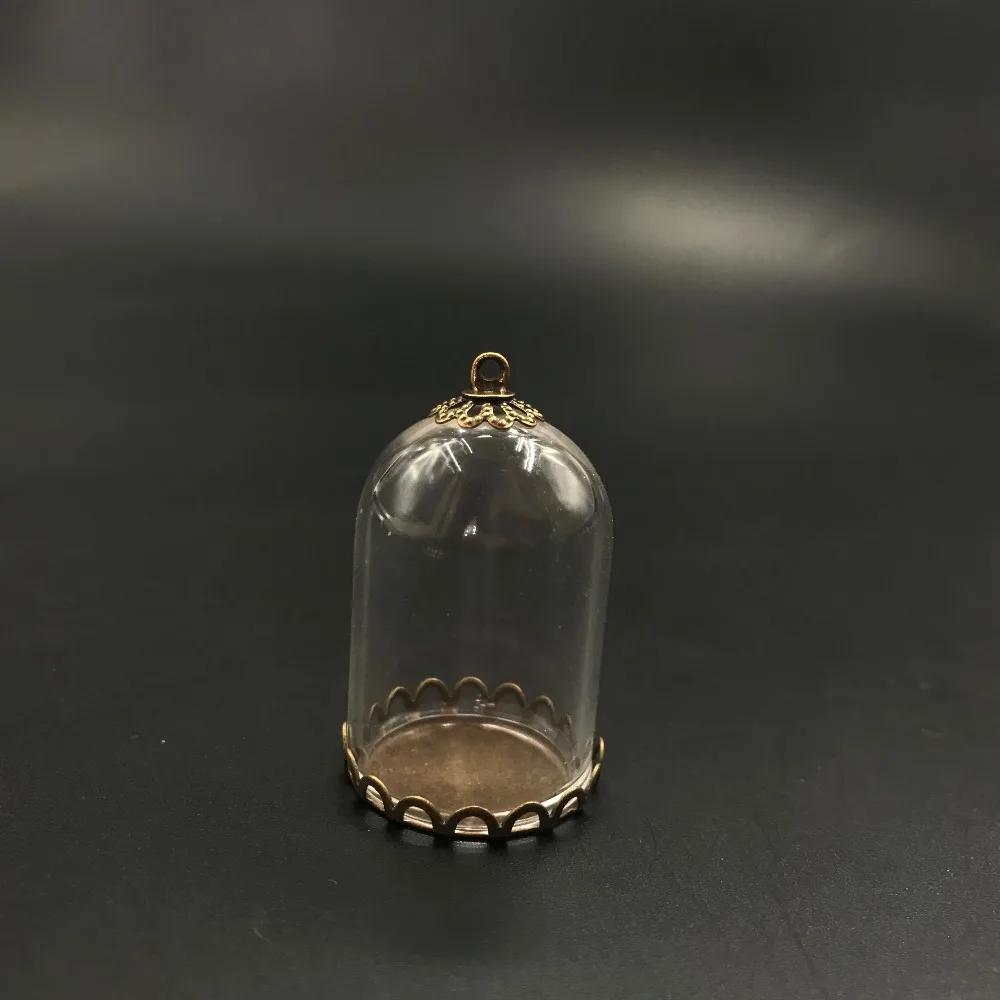 30x20mm clar bell jar tub în formă de glob de sticlă bronz dantela tava capac de sticlă colier pandantiv diy flacon de sticlă decor nunta