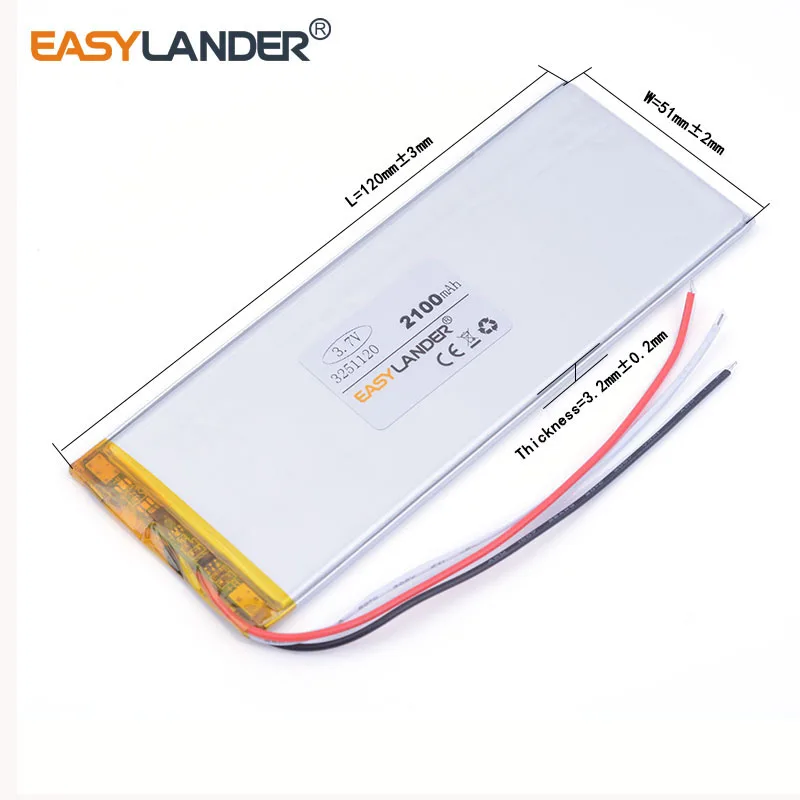 3pcs /Lot 3 linie 3251120 2100MAH litiu Li-ion polimer baterie reîncărcabilă Pentru Mp5 GPS PSP PAD E-Book tablet pc, joc video