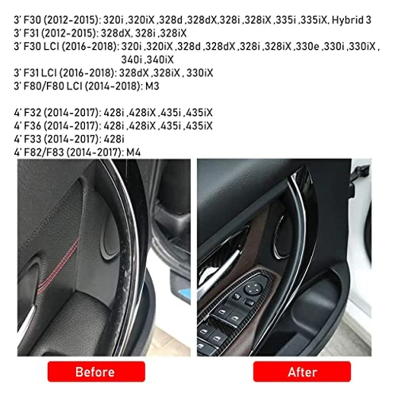 4 Car Styling Interior Usa Maner Capac Tapiterie Usa Castron Stickere de Decor pentru -BMW 3 4 Seria 3GT F30 F32 F34