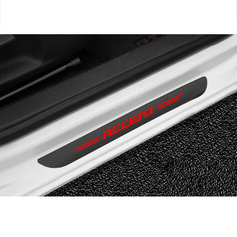 4buc Fibra de Carbon Mașină Pragului de Ușă Uzură Anti Scratch Autocolant pentru hyundai ACCENT, ELANTRA TUCSON IX20 Veloster Accesorii