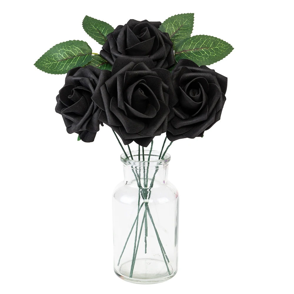 50pcs Spuma PE Floare Trandafir Negru