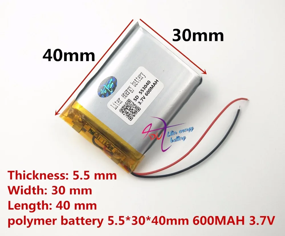 553040 3.7 V 600MAH baterie Litiu Polimer Li-Po, li-ion Baterie Reîncărcabilă Pentru Mp3 MP4 MP5 GPS bluetooth electronice parte