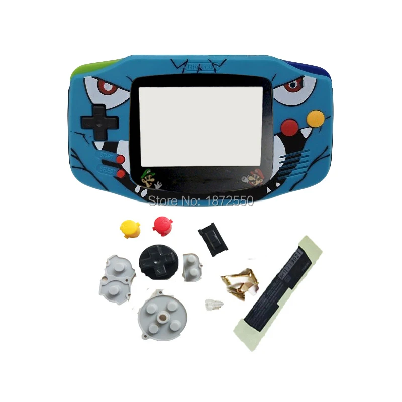 5pcs/lot Nou Albastru Desene animate Versiunea Handheld Consola de Joc Set Complet Coajă se Potrivesc Pentru GameboyAdvance GBAGB Caz Cu Piese Boy Advance