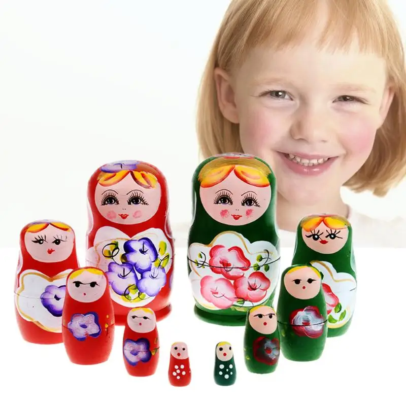 5pcs/set din Lemn de Cuibărit Matryoshka Vopsea de Mână Păpuși de Lemn Păpuși rusești SetBaby Jucarii pentru Copii Cadou de Ziua de nastere