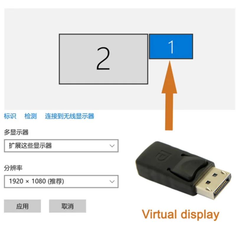 Afișare virtuală Adaptor Displayport Dummy Plug Fantoma fără cap de Afișare Emulator 2560x1600p@60Hz