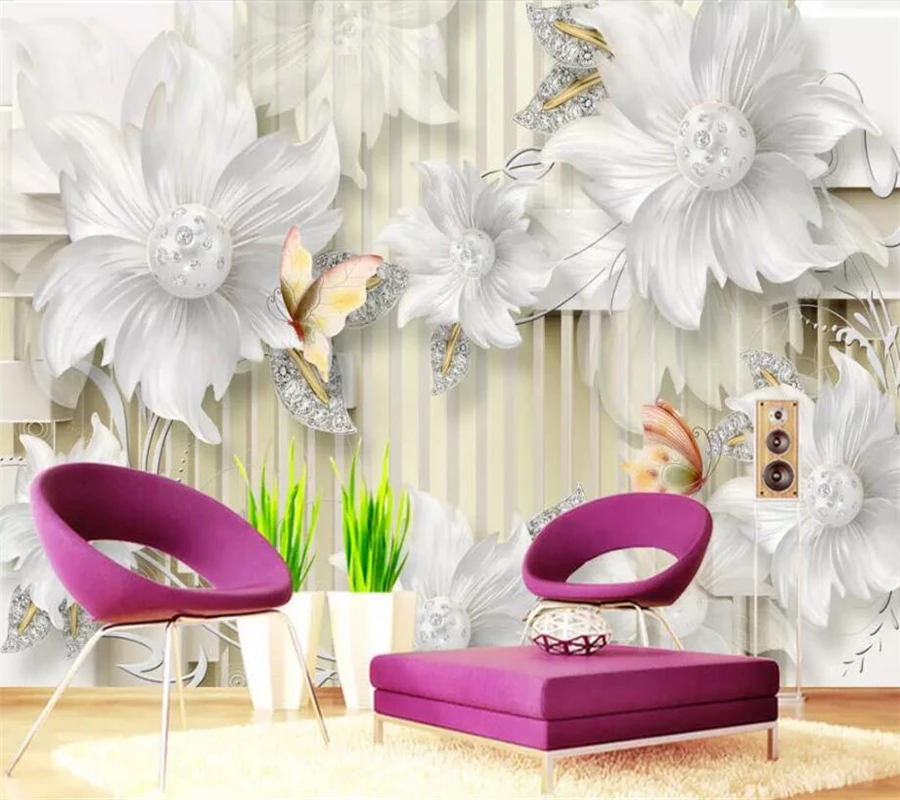 Beibehang papel de parede tapet Personalizat murale 3d stereo HD curtea de bijuterii diamond floare 3d tapet de fundal de hârtie de perete