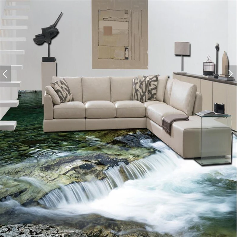 Beibehang Personalizat acasă decorare podea pictura 3D auto-adeziv curent de apă râu cu pietriș pictura podea pentru a lipi imagini