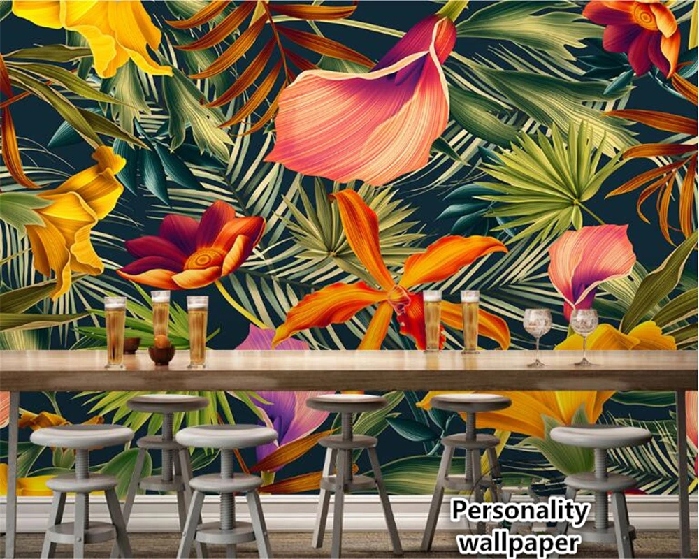 Beibehang tapet Personalizat pictat tropicală plante tropicale florale de banane personalitate papel de parede de hârtie de perete