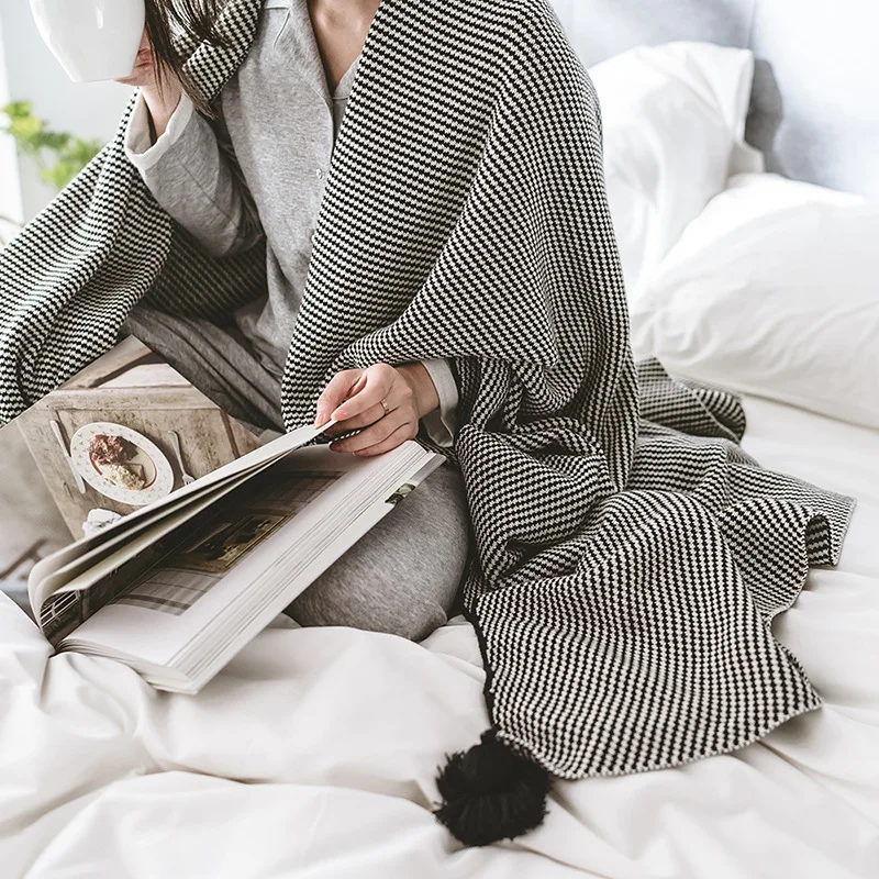 Bumbac Stil Nordic Tricotate Arunca Firul Pătură pentru Pat, Canapea Carouri Călătorie TV pui de Somn Pături Prosop Moale Pat Carouri Tapiserie