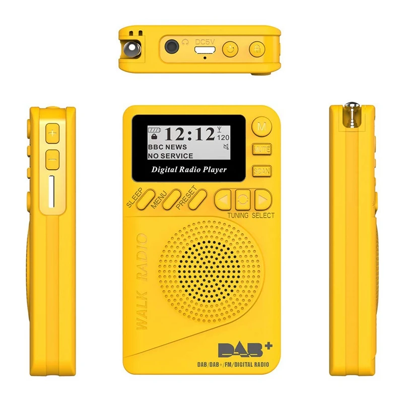 Buzunar Radio Digital Dab, 87.5-108Mhz Mini Dab+ Radio Digital cu Mp3 Player, Radio Fm, Ecran Lcd și Difuzoare
