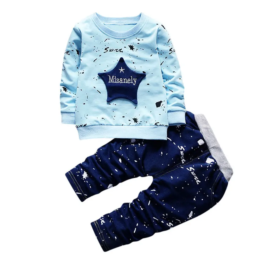 Băiețelul Sport, Trening, Costume de Primăvară 2018 Nou-născut Copilul Baieti Star Print Topuri+Pantaloni Costume de Haine Set de Dropshipping BTTF