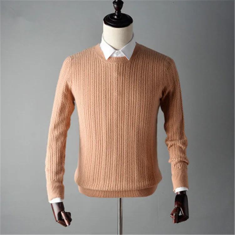 Cașmir Oneck răsucite cu dungi tricot barbati stil coreean solid H-drepte pulover pulover 4color S-2XL