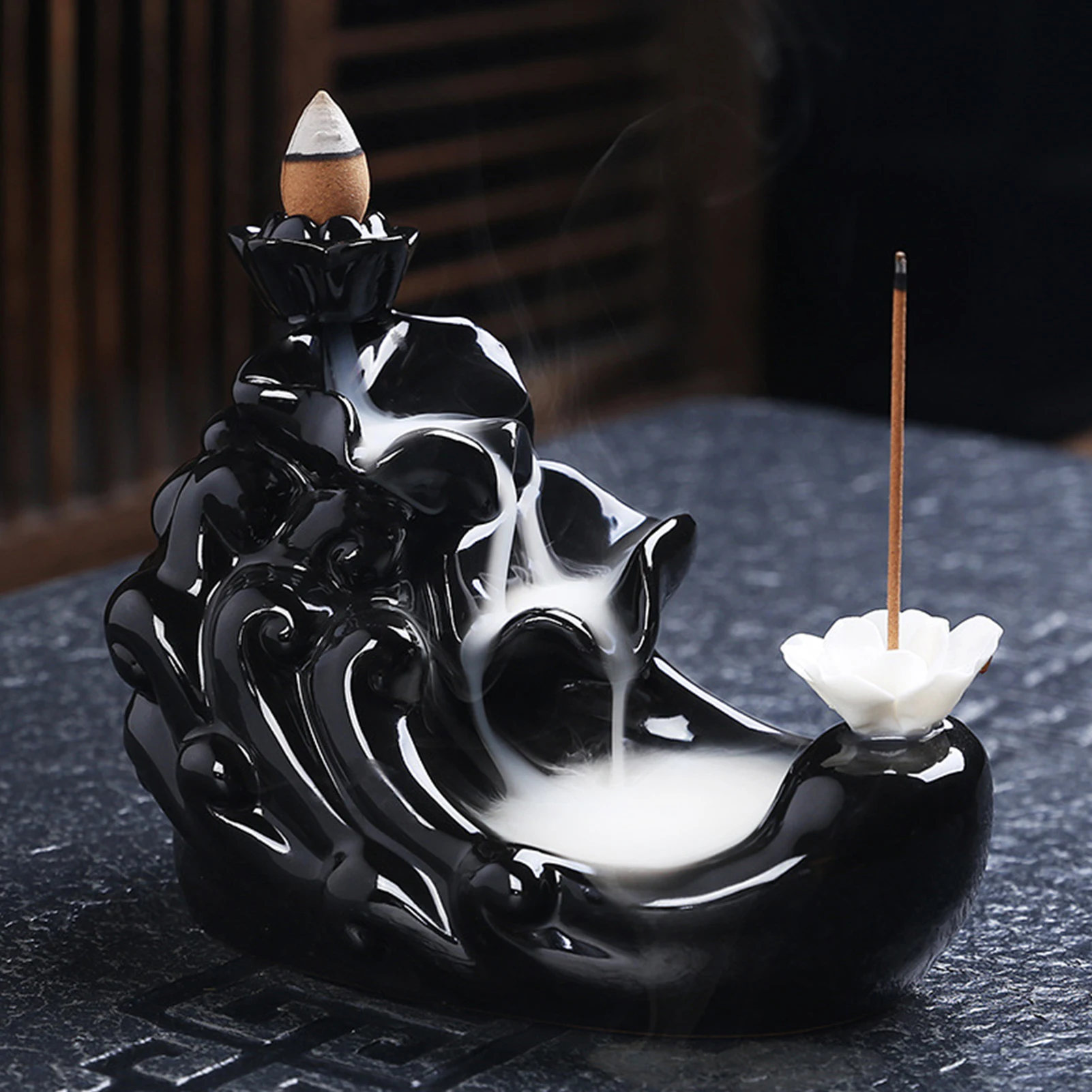 Ceramice Arzător De Tămâie De Fum De Tămâie Refluxul Arzător De Tămâie De Artizanat Tămâie Titularul Retur Cascadă De Fum Arzător De Tămâie