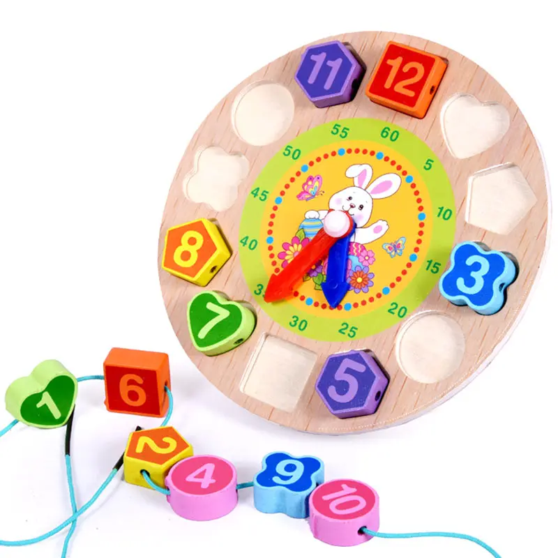 Copii Puzzle Jucării Digitale Ceas din Lemn Set de Animale Desene animate Educative pentru Copii de Geometrie Stacking Puzzle din Lemn Jucărie Cadouri YH