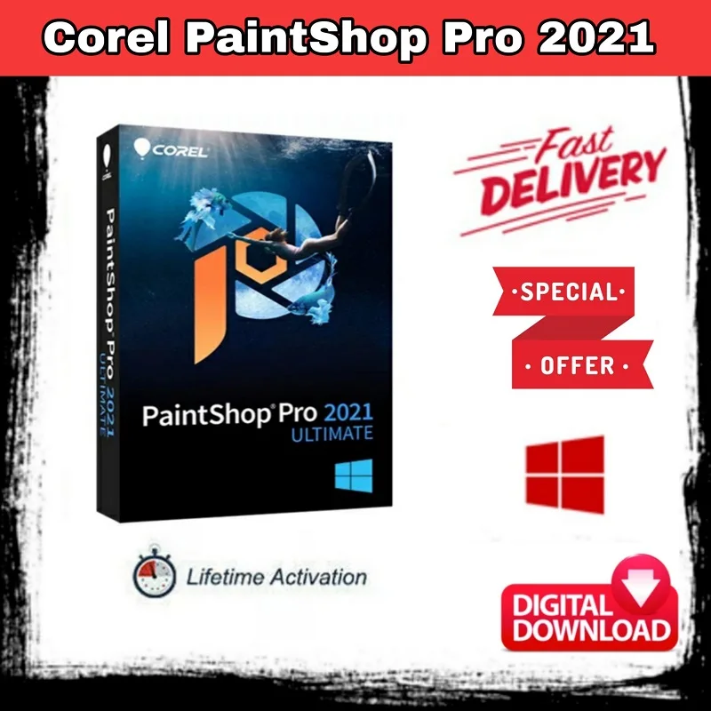 Corel PaintShop Pro 2021 Final Versiunea Completă pentru Windows - 24/24 Suport - Vânzător de Încredere - Livrare Instant
