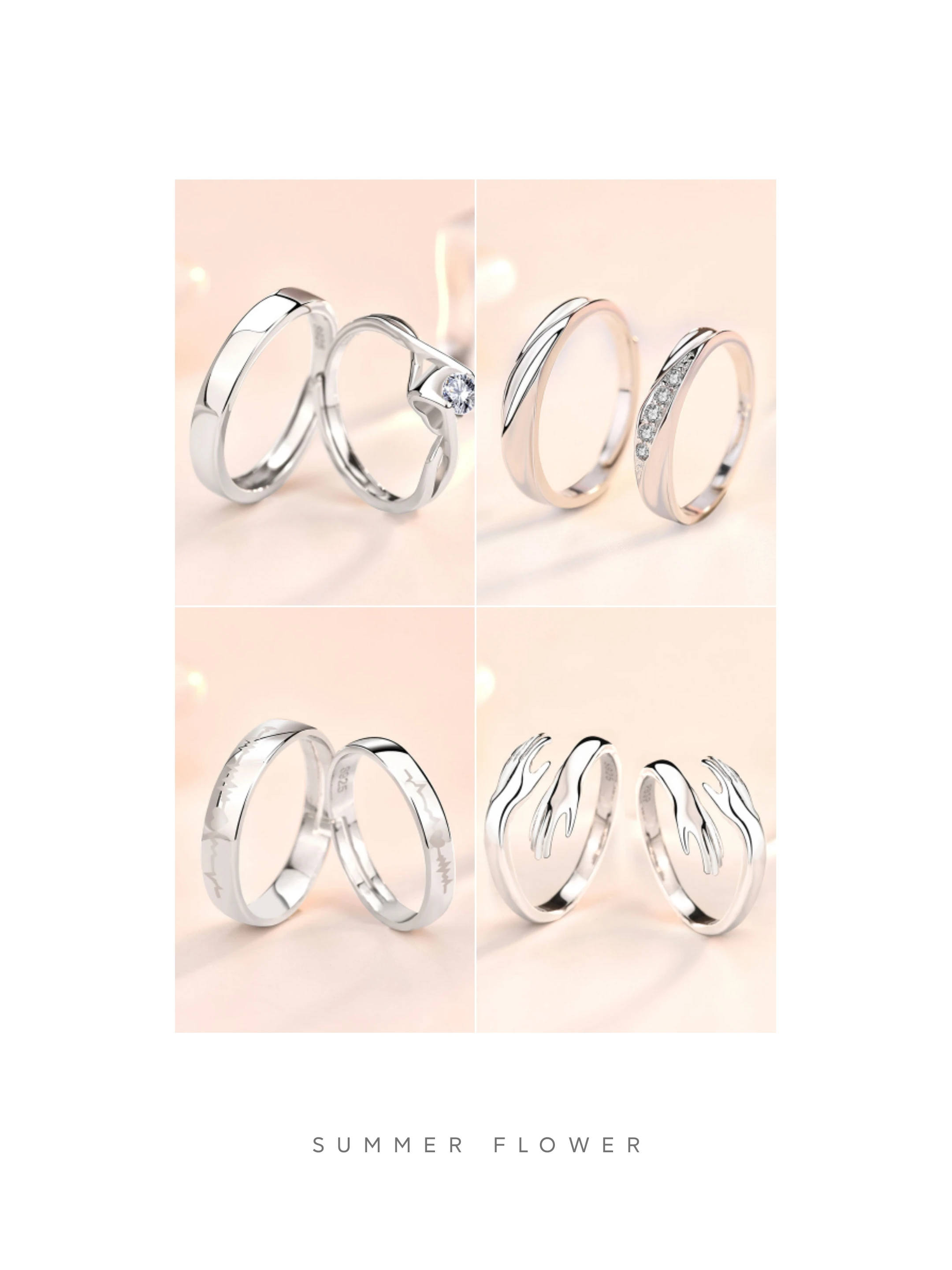 De înaltă Calitate S925 Dragoste Îmbrățișare Inel Argint Culoare Inel Deschis pentru Femei Bijuterii Cadouri pentru Iubitorii de Cupluri Inel