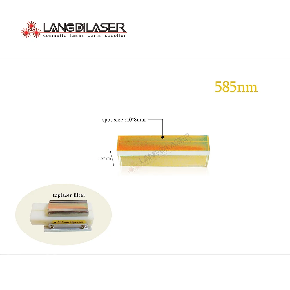 Dimensiune : 40*8*15 mm , geam dimensiuni : 40*8 , safir filtru 585~1200nm , pentru BeiJing Toplaser de mana , cosmetice cu laser accesorii