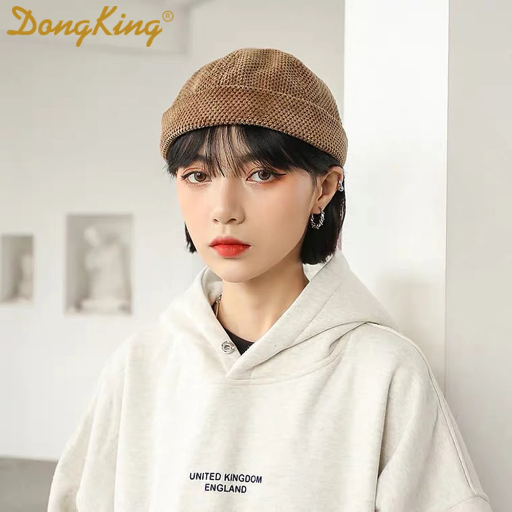 DongKing Epocă Dom Pălărie Melon Culoare Pură Proprietar Pălărie Docker Marinar Sertizare Brimless Capace de Craniu Hip-hop Pălării Ananas Țese