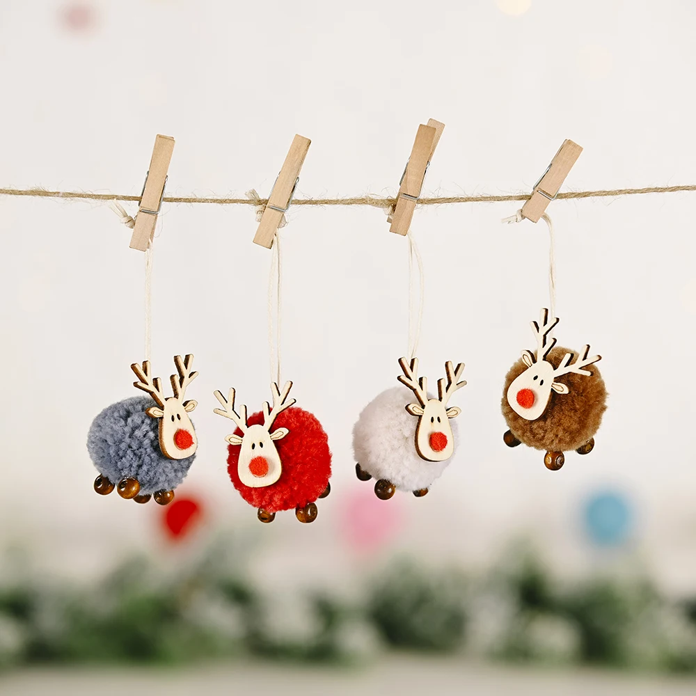 Drăguț Simțit din Lemn Elan Decorațiuni pentru Bradul de Crăciun Agățat Pandantiv Cerb Ambarcațiuni Ornament de Craciun Decoratiuni pentru Casa Noua Anul 2021