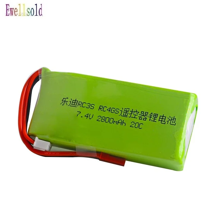 Ewellsold Li-Polymer 7,4 V 2800mah 20C 2S Li-po Baterie, incarcator USB Pentru RC3S RC4GS RC6GS Transmițător